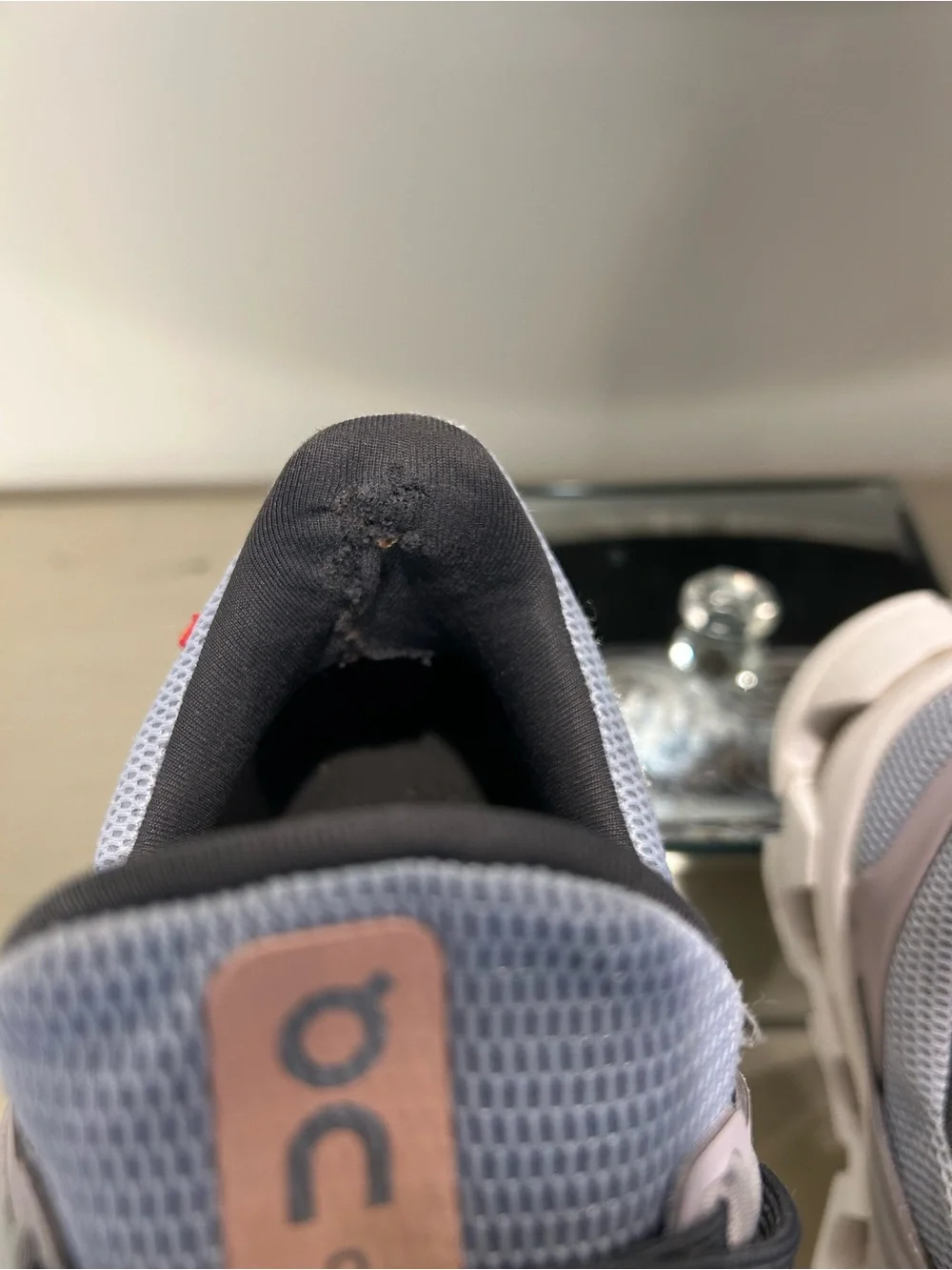 On Running women's Athletic Cloud Shoes in Light Grey with Blush Accents